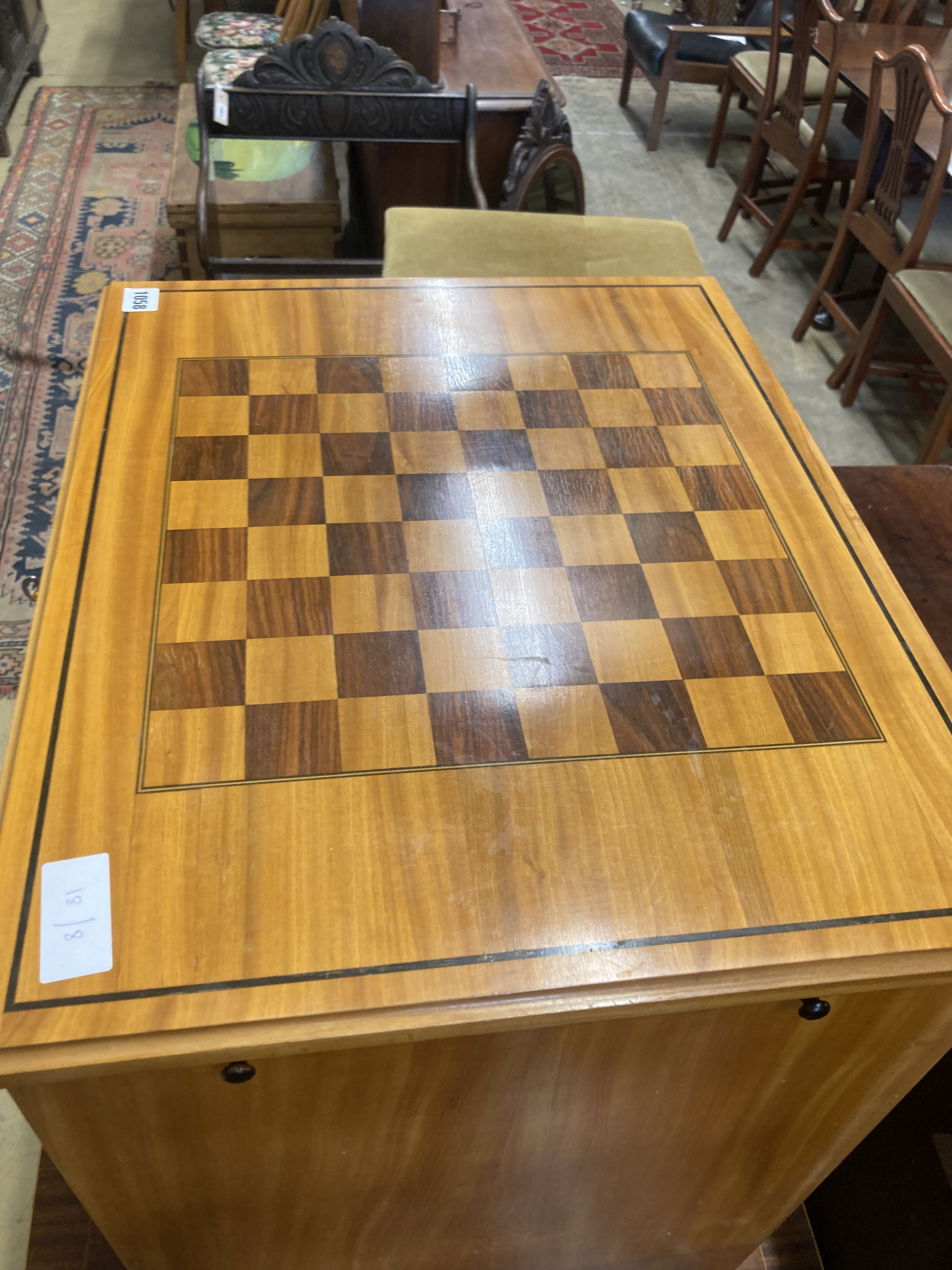 Carlos Lopez. A contemporary satinwood games / work chest, width 56cm, depth 45cm, height 63cm